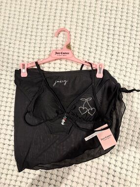 Y2K Juicy Couture 3PC Rhinestone Cherry Heart Bikini Set